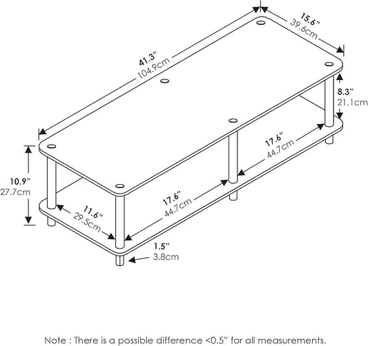 Furinno Just No Tools Dark Cherry Wide Television Stand with Black Tube, Dark Cherry/Black, Wide 41.3"(W)x10.9"(H)x15.6"(D)