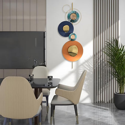 Lucky Monet Large Wall Decor for Living Room, Modern Metal Wall Art, 3D Geometric Round Wall Sculpture 59"x23" Wall Hanging Artwork Decoration for Dinning Room Bedroom Entryway