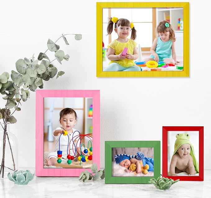 Namalu 12 Pcs Picture Frames Collage Colorful Wall Decor Wood Photo Frames Gallery Wall Pictures Frame Collage Set Art Frames for Kids Art Artwork Wall Tabletop Display, 3 Size