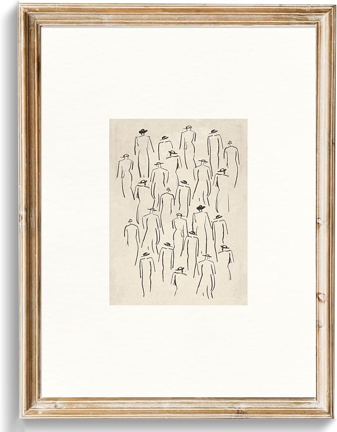 uniro Vintage Wall Art Prints Minimalist Abstract Beige & Black Canvas Oil Painting, Neutral Line Art Poster Artwork for Gallery Bedroom Bathroom Decor (8" x 10"-UNFRAMED)