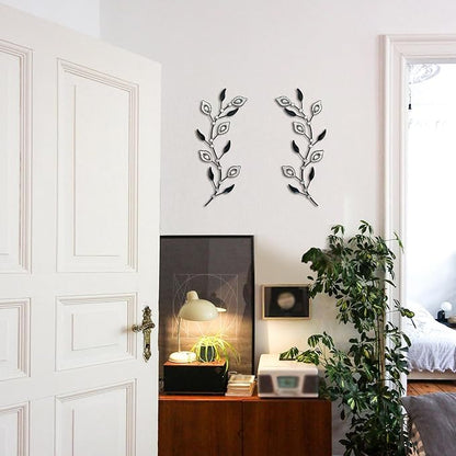 sxnzequnze 2 Sets Leaf Wall Art for Home Metal Bling Rhinestones Ready to Hang Tree Branch Leaves Olive Vine Wrought Iron Hanging Sculpture Pieces Wall Decor Pcs - 16.5in