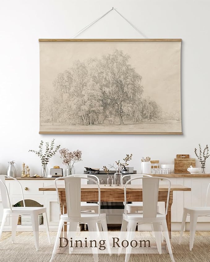 InSimSea 36x54 Large Canvas Scroll Wall Art, Sketch tree Nature Landscape Hanging Painting, Farmhouse Wall Decor for Living Room, Bedroom, Dining Room, Study, Office