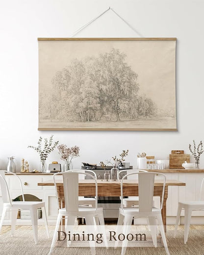 InSimSea 36x54 Large Canvas Scroll Wall Art, Sketch tree Nature Landscape Hanging Painting, Farmhouse Wall Decor for Living Room, Bedroom, Dining Room, Study, Office