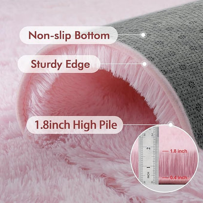 8x10 Ft Extra Large Pink Rugs for Living Room Girls, Shag Fluffy Area Rug for Bedroom, Ultra Soft Furry Rug Indoor Carpet for Kids Room Nursery Home Decor
