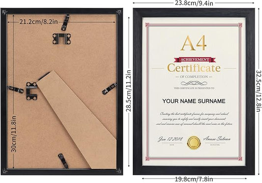 Giftgarden A4 Picture Frame Black Set of 12, Multi 8.3x11.7 Inches Photo Frames Bulk for Wall or Tabletop Display