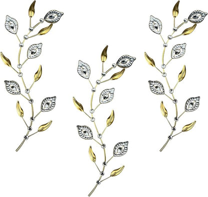Cityelf 3 Set Crystal Leaf Wall Art Sculpture Iron Tree Leaves Branch Hanging Wall Décor Jeweled Bling Home Deor Acrylic Diamond Accent …