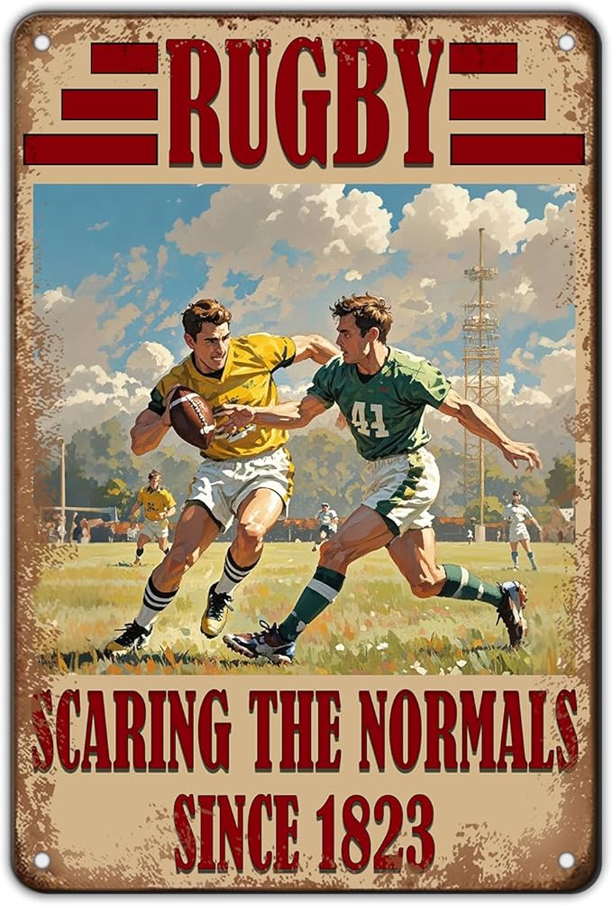 Football Metal Signs Funny Scaring The Normals Tin Sign Football Wall Decoration For School Club Man Cave Home Living Room Bar Pub 8x12 Inch