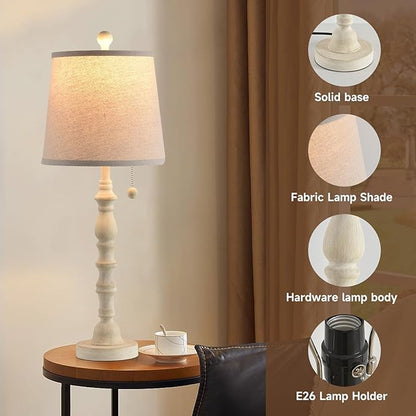 Terpsichore Modern Farmhouse Table Lamp Bedside Reading Lamps Living Room End Tables Set Lamps for Night Stands Bedroom Night Lamp,High 26.26 Inch,Sepia,with Fabric Lamp Shade,Bulb Not Included