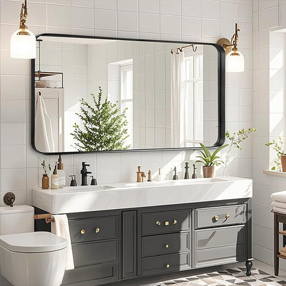 Fabuday Bathroom Wall Mirror Over Sink - 20x40 Inch Balck Framed Bathroom Mirrors for Vanity, Large Black Matte Mirrors for Bedroom, Restroom, Farmhouse, Entryway Decor