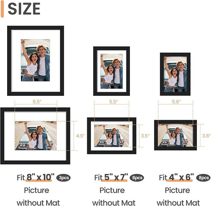upsimples 19 Pack Picture Frames Collage Wall Decor for Mounting or Tabletop Display, Photo Gallery Frame Set for Family, Multi Sizes Including 8x10, 5x7, 4x6, Black