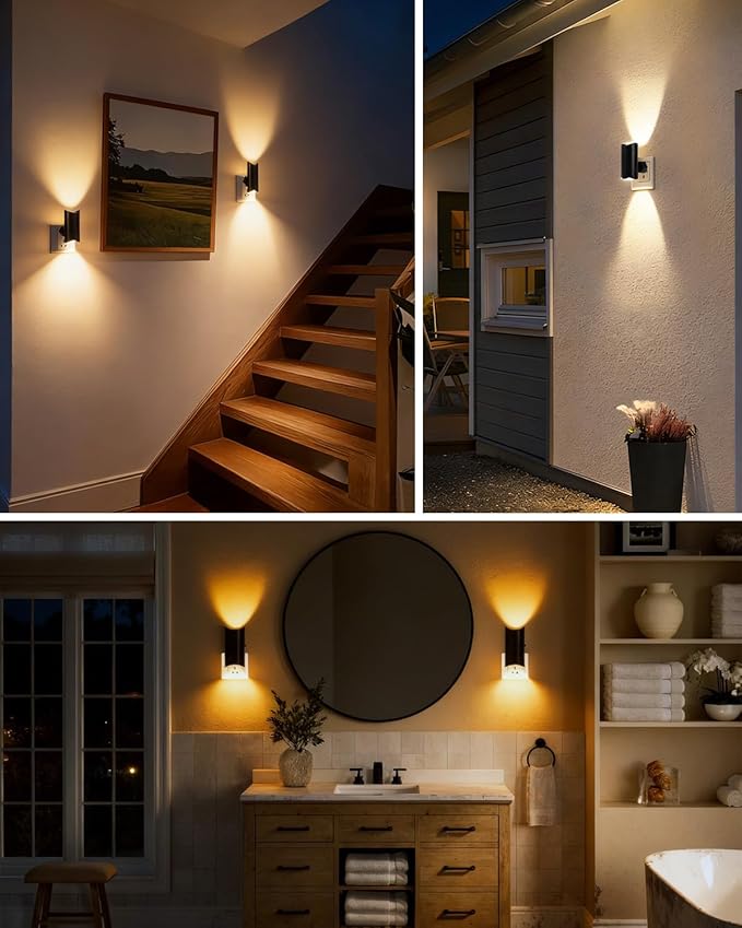 2 Pack Night Lights Plug into Wall, Modern LED Night Light Plug in, 0-100LM Adjustable Brightness, Dimmable Night Lights for Hallway Bedroom Stairway, White Light 6500K (Warm White)