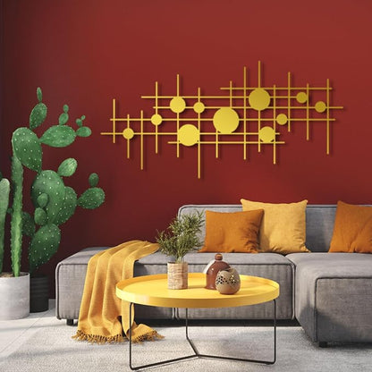 Abstract Metal Wall Sculpture, Geometric Metal Wall Art, Metal Wall Art, Metal Abstract and Geometric Wall Decor, Minimalist Wall Decor, Line Art Wall Decor, Metal Minimalist Abstract Wall Art (White, 35"x16"|90x43cm)