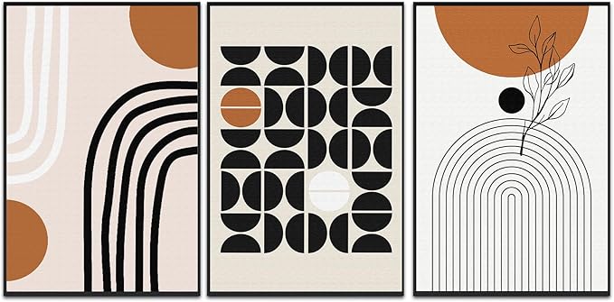 QKF Large Canvas Wall Art With Framed For Living Room Modern Abstract Home Decoration Painting Bohemian wall Decor Bedrooms Offices artwork 3 piece Set 20" X 28"