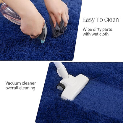 Puremy Soft 5x7 Blue Rug, Fluffy Area Rugs for Living Room, Plush Navy Area Rugs for Bedroom, Non-Slip Indoor Carpet for Nursery, Study Room, Kids Room, Room Decor