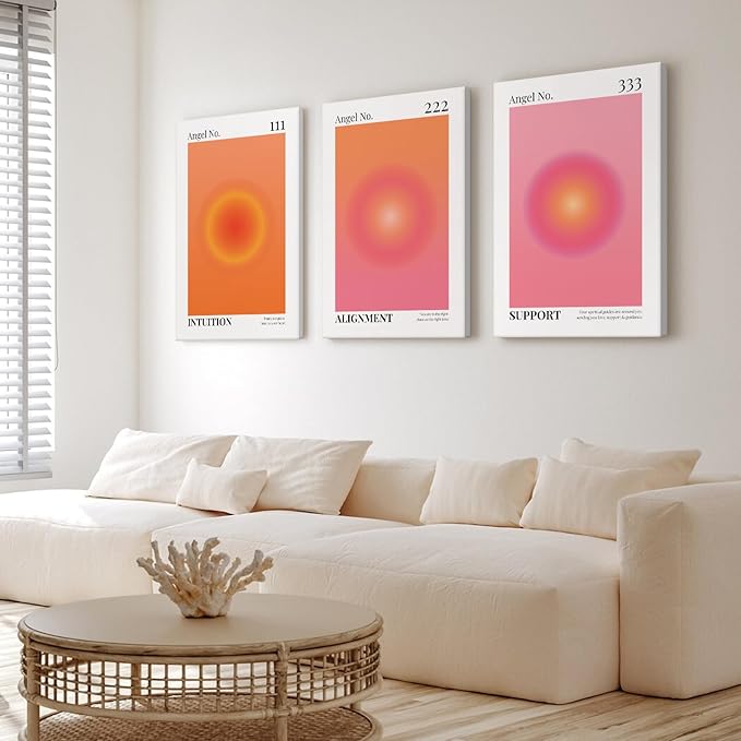 Colorful Angel Number Aura Poster Spiritual Posters Canvas Grainy Gradient Prints Trendy Preppy Wall Art Aesthetic Room Decor Affirmation Inspirational Quotes Wall Art 12x16x3 Inch Ready to Hang