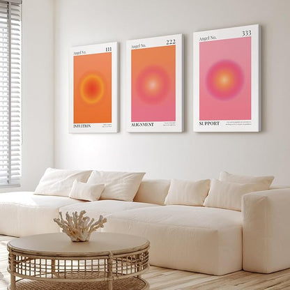 Colorful Angel Number Aura Poster Spiritual Posters Canvas Grainy Gradient Prints Trendy Preppy Wall Art Aesthetic Room Decor Affirmation Inspirational Quotes Wall Art 12x16x3 Inch Ready to Hang