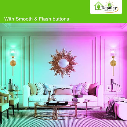 Depuley Battery Operated Wall Sconce: Set of 2 Wireless Crystal Wall Lights with Remote for Bedroom - Rechargeable 15 Colors Gold Wall Lamp for Living Room Hallway Home Decor