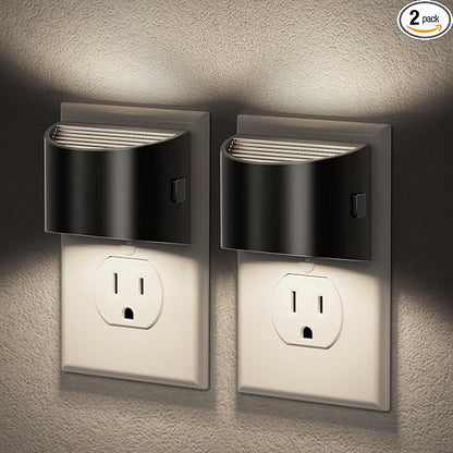 JandCase Night Light, Automatic Night Lights Plug into Wall,2 Pack Dusk to Dawn Sensor Nightlight, 5000K Brightness Adjustable Nightlight for Kids Bedroom Hallway Kitchen Decor