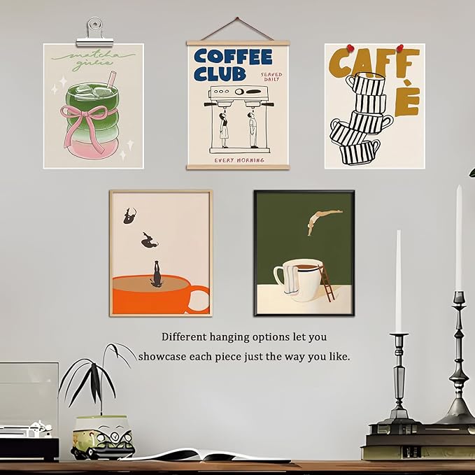 XYHYRA Coffee Wall Art Set of 9, Vintage Coffee Bar Canvas Prints Poster, Cafe Club Matcha Latte Pancake Kitchen Artwork Wall Decor for Coffee Bar Dining Room Home Decor 8x10 Inch Unframed