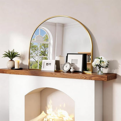CIRCUMI Arched Wall Mirror, 30"x25" Gold Arched Mirror with Tempered Glass, Metal Frame, Large Size for Entryway Table, Mantel,Living Room,Over Sink,Arch Mirror for Decor,Shatterproof&Crystal-Clear