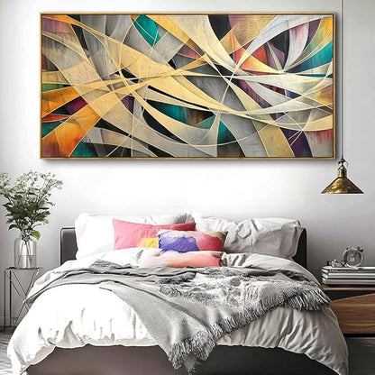 Wall Art - Framed Modern Abstract Canvas Painting for Living Room, Bedroom Home Office Decor, 60x30 Inch Ready to Hang