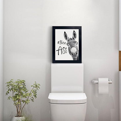calmart Donkey Animal Prints Toilet Room Decor - Nice Ass Quotes Bathroom Sign, Funny Signs, Wall Art, Poster, Quotes, Guest