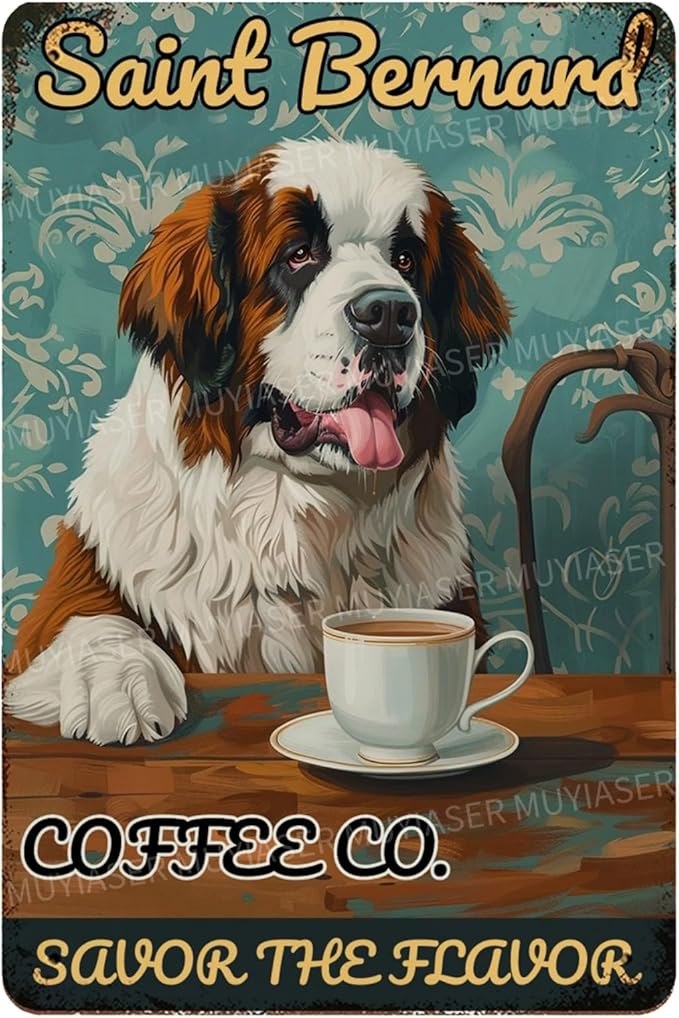 Metal Signs Saint Bernard Coffee Co Vintage Signs Retro Aluminum Tin Sign for Toilet Washroom Garden Home Bar Cafe Decor 8x12 Inch