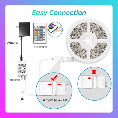 TJOY LED Lights for Bedroom 25ft, RGB Color Changing Led Strip Lighting with Remote and Smart APP Control, Music Sync Rope Lights via Bluetooth for Kitchen, TV, Room Decor