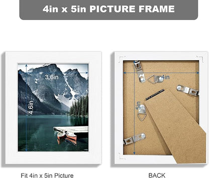Hongkee 4x5 Picture Frame - Made of Real Glass and White Wooden Frame, 4 by 5 small Photo for Wall or Tabletop Display, 3 Pack