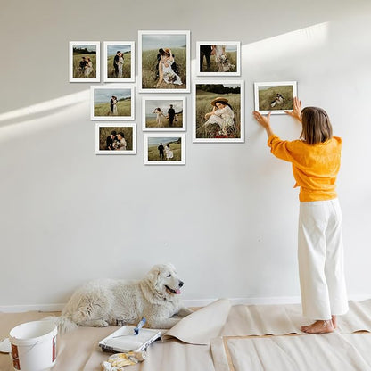 Giftgarden 10-Pack White Picture Frames for Various Sizes Photos, Two 8x10, Four 5x7, Four 4x6, Multi Assorted Modern Frame Collage for Wall or Tabletop Display