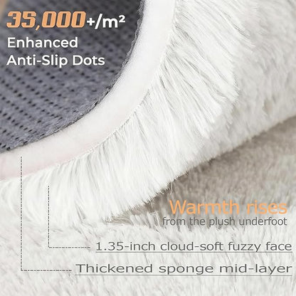 White Rugs for Bedroom: 4x6 Fluffy Shag Soft Washable Rug Fuzzy Plush Indoor Carpet for Living Room Kids Girls Boys Room Nursery Dorm (White, 4'x6')
