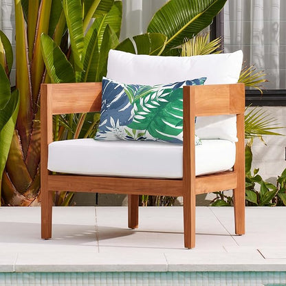 DYTXIII Pack of 2 Waterproof Outdoor Lumbar Pillow with Inserts, 12x20 in Rectangle Decorative Patio Throw Pillow for Home, Sofa,Bench and Patio Furniture, Islamorada Blue Green