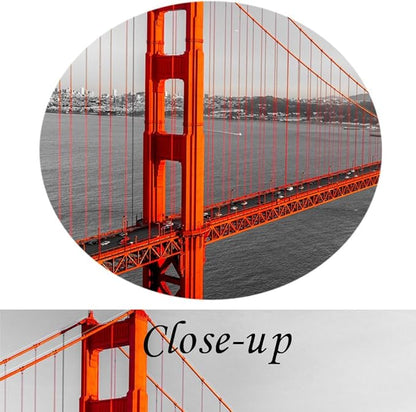 KREATIVE ARTS Canvas Print Beautiful Golden Gate Bridge San Francisco California Black White Red Wall Art Home Decoration Picture Framed 4 panel Ready to Hang