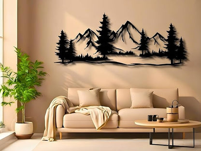 Vailla Mountain Art Large Mountains Wall Decor Wood Wall Art 3D Wall Hanging Home Decoration Nature 3D Textured Sculptures Mountain Rivers Decorative Painting Suitable For Living Room Bedroom Office