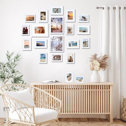 20 Packs Picture Frames Collage Wall Decor for Wall Hanging or Tabletop Display, Gallery Wall Frame Set for Family, Multi Sizes Photo Frames Collage Including 3Pcs 8x10, 8Pcs 5x7, 9Pcs 4x6, White