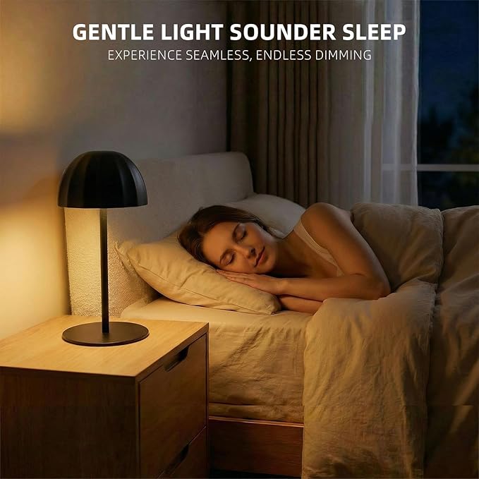 Modern 2-in-1 Table Lamp & Bottle Lamp, Pleated Metal Shade Touch Control Lamp | Adjustable Height, Warm Light & RGB, Stepless Dimming, Anti-Tip Design,Umbrella,Black