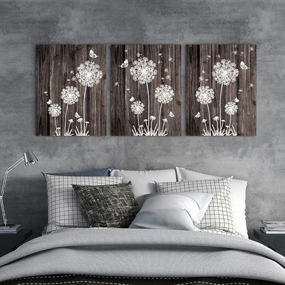 Lapremoly Canvas Wall Art for Living Room Wall Decor for Bedroom Vintage Dandelion Paintings Modern Office Wall Decor 3 Piece Framed Canvas Art Prints Ready to Hang Pictures Room Home Decorations