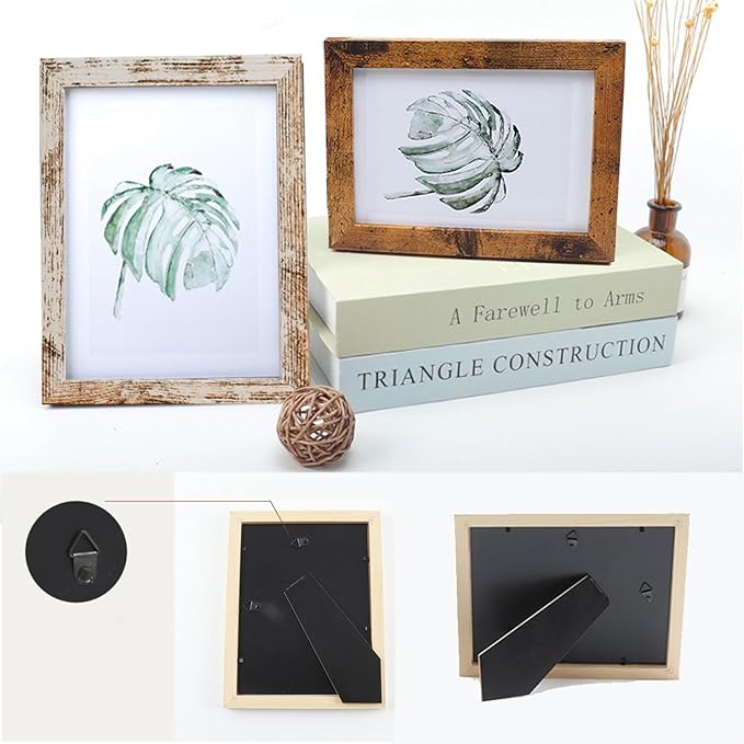 xnlkros Picture Frame Set 10 pack, Farmhouse Photo Frames, Gallery Wall Frame Collage, 8x10 5x7 4x6 Frames in 3 Different Finishes Picture Frames For Wall or Desk,Rustic White