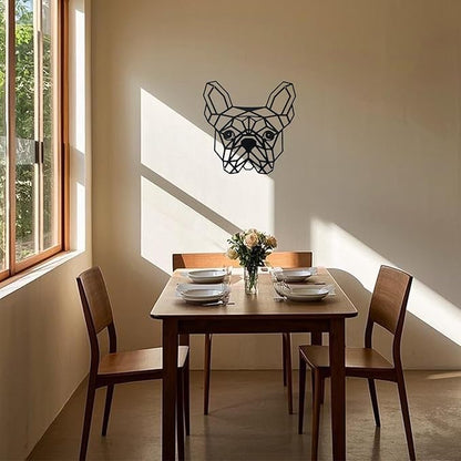 French Bulldog Metal Wall Décor, 11.8“x12.6”Grid-like Black Decorations,Unique Modern Iron Dog Statue,Great Gifts for Bulldog Lovers,Dog Room Decor,Cartoon Animal 3d Wall Art for Bedroom,LivingRoom,Cafe