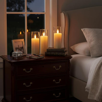 Homemory Ivory Acrylic Flameless LED Candles, Battery Operated with Remote Control and Timer, Electric Fake Candles for Wedding, Home Decor, Set of 9