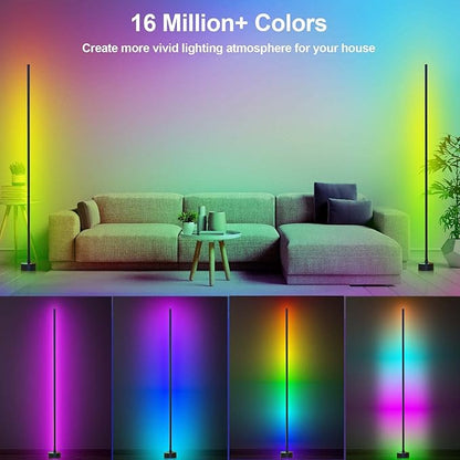 Miortior Corner Floor Lamp LED, 2-Pack Corner Lamp with App/Remote/Button Control, Smart RGB Floor Lamp with Music Sync, 16 Million DIY Colors & 68+ Scene for Living Room, Bedroom, Gaming Room