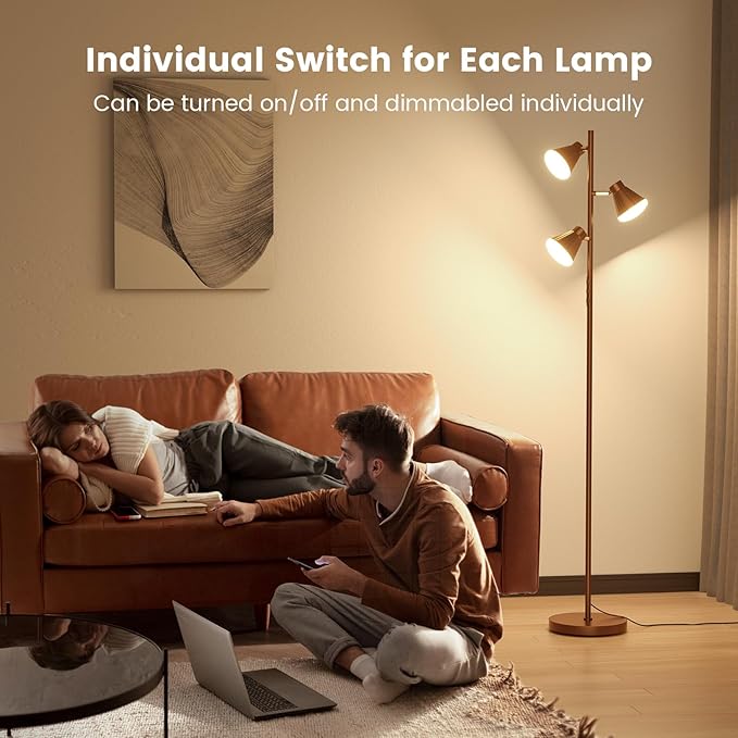 SIBRILLE 36W LED Tree Floor Lamp, Dimmable Tall Standing Lamp with Remote & Touch Control, 4 Color Temperatures Bright Floor Lamp, 3 Rotatable Light Modern Floor Lamps