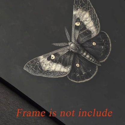uniro Vintage Moth Wall Art Prints, Dark Gothic Insect Canvas Art Prints Painting, Antique Moody Moth Wall Art Picture for Dark Academia Wall Decor, Halloween Room Decor - (8" x 10"-UNFRAMED)