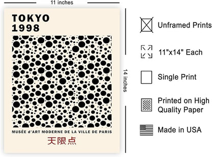 Poster Master Vintage Poster - Black Infinity Dots Print - Abstract Japanese Art - Gift for Men & Women - Pop Art Decor for Office, Bedroom or Living Room - 11x14 UNFRAMED