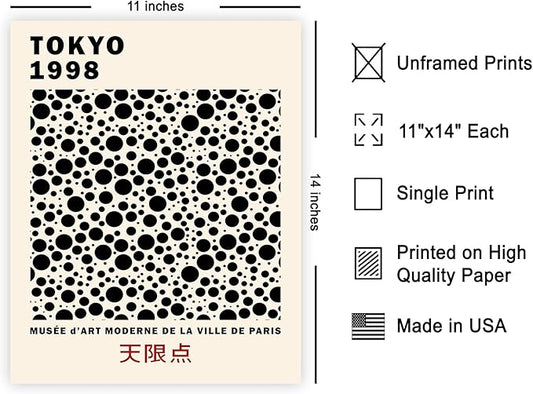 Poster Master Vintage Poster - Black Infinity Dots Print - Abstract Japanese Art - Gift for Men & Women - Pop Art Decor for Office, Bedroom or Living Room - 11x14 UNFRAMED