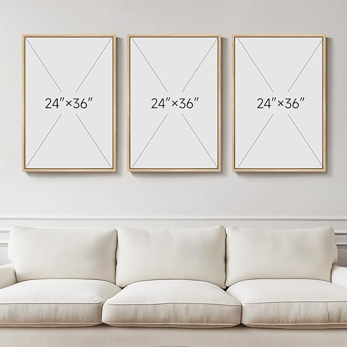 Large Framed Abstract Boho Wall Art for Living Room, 3 Piece Modern Neutral Blush Pink and Brown Canvas Artwork for Walls, Minimalist Painting Print for Bedroom Dining Room Office Wall Decor, 24x36 In