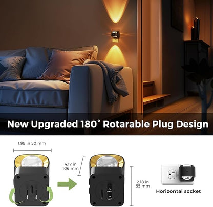 L LOHAS LED Night Light Projector, Night Lights Plug into Wall, 2000K/3000K/5000K Adjustable Color Temperature Nightlight, Rotating Nightlight with Light Sensor for Kids, Bathroom, Gaming Room,2 Pack