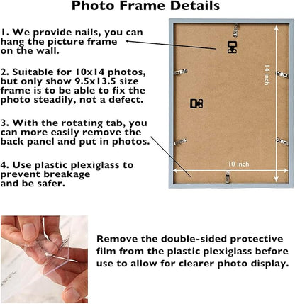 JCJMY 10x14 Picture Frame Set of 6 for 30 x 40cm Diamond Art Painting, Wall Mounting Horizontally or Vertically, 10 x 14 Wall Poster Photo Frame with Shatter Resistant Plexiglass,6 Pack, Rustic White