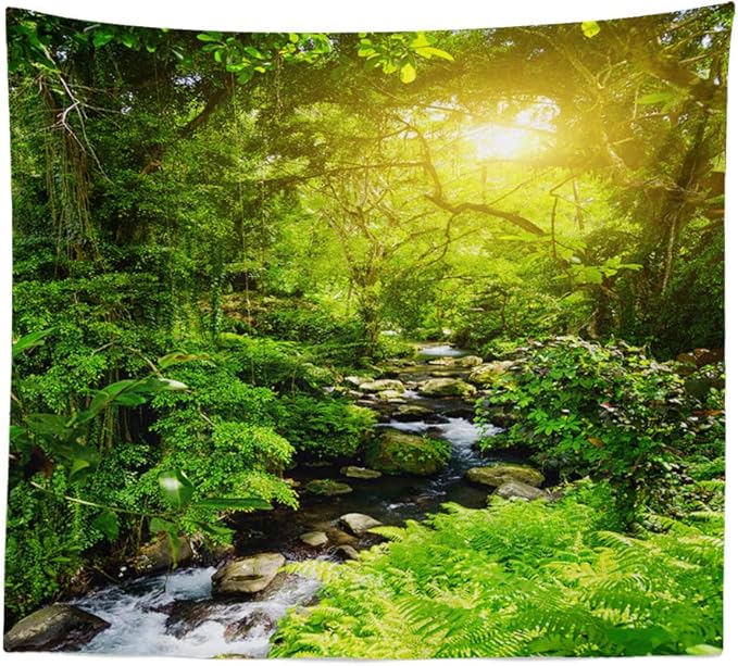 Llamazing Forest Tapestry - Home Decor Landscape for Living Room & Bedroom (Forest Creek, 60''L51''W)