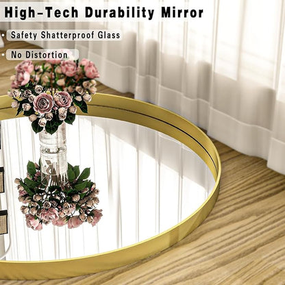 30 inch Round Bathroom Mirror, Gold Metal Deep Frame Wall Mounted Circle Mirror for Wall Decor, Living Room, Vanity, Entryway, Hanging or Leaning
